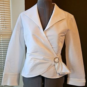 Talbots White Formal Wrap Top Size 10